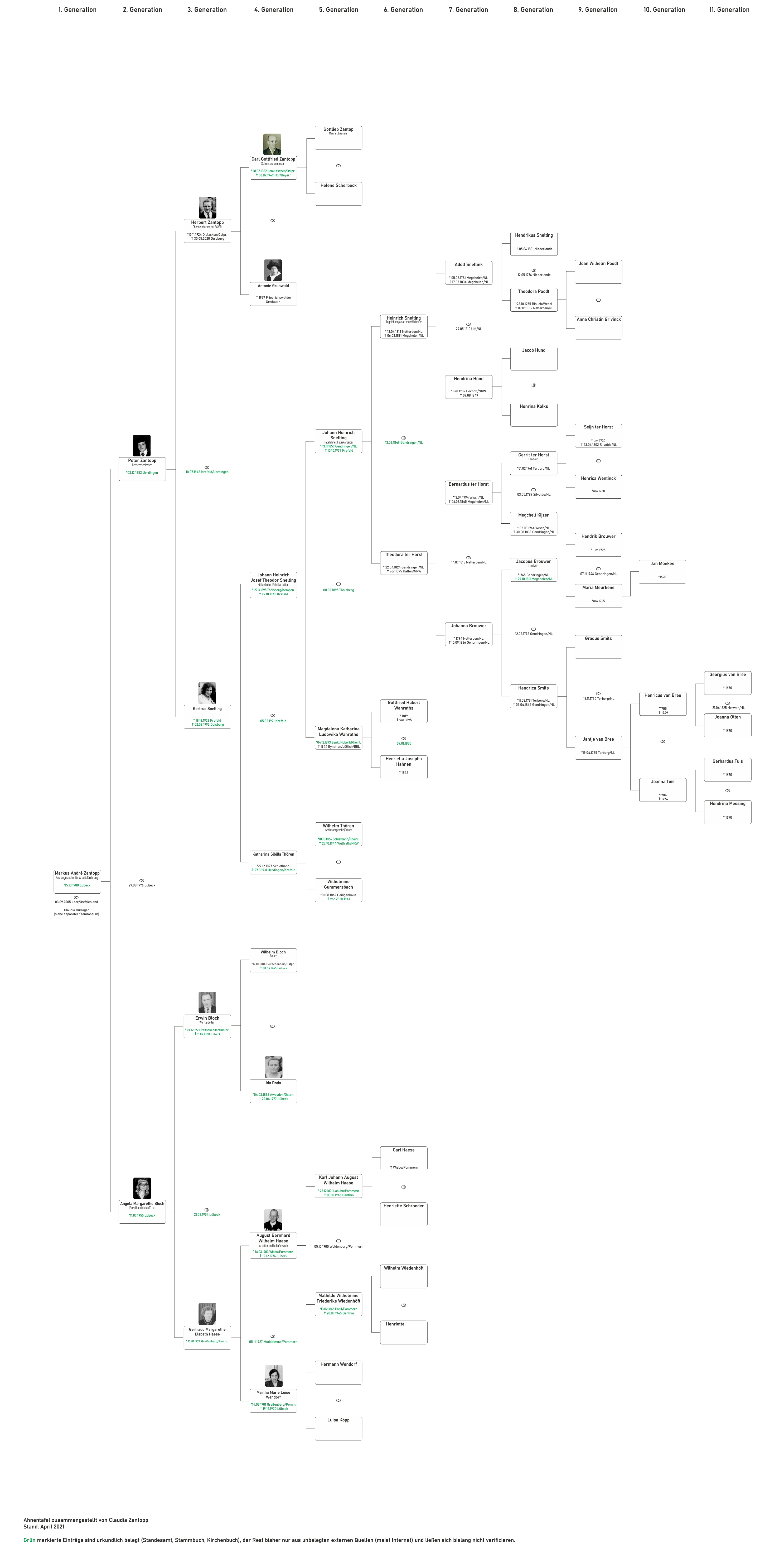 Stammbaum der Familie Zantopp